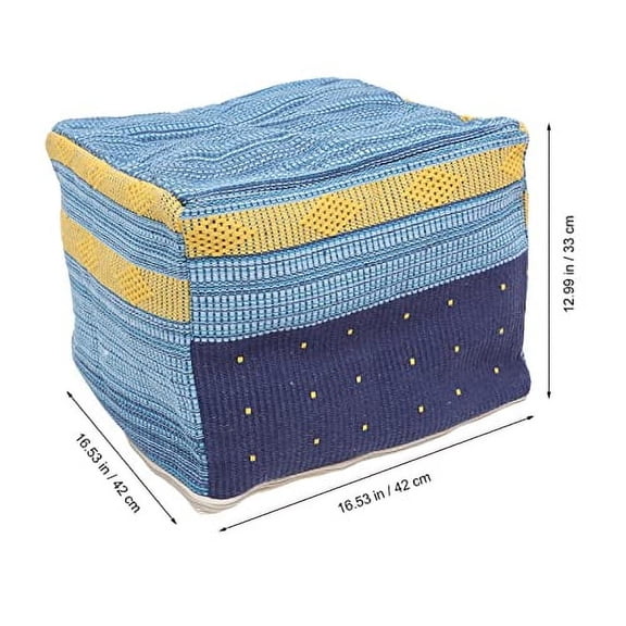 LIFKOME Ottoman Cover, Sky-Blue, 42x42x33cm, Cotton and Linen Material, Decorative Accent Piece