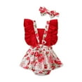 thumbnail image 3 of Fille Enfant en Bas Âge Romper, Robe d'Été, Imprimé de Fleurs Cou Carré Bandeau Décontracté 2 Pièces Costume, 3 of 4