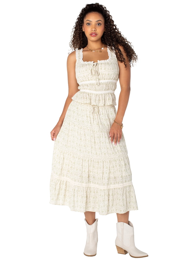 Bridgerton Celebrity Pink Women's Lace Trim Tiered Midi Skirt, Sizes  XS-XXXL - Walmart.com