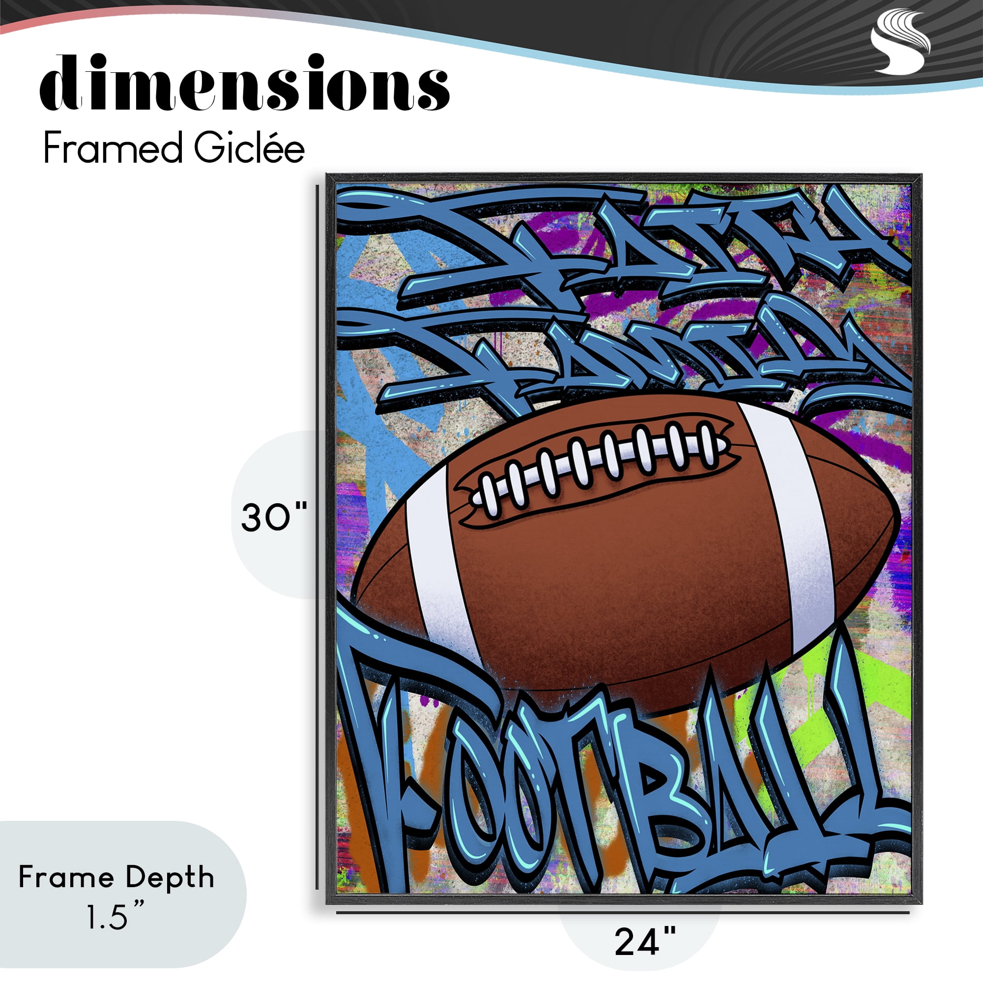 Stupell Industries Faith Family Football Graffiti Black Framed Giclee Art, design by Marcus Prime