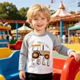 thumbnail image 4 of Xyant Kids Boys T-Shirts Long Sleeve Shirts Toddler Animal Tractor Striped Monster Car Fire Truck Shark Tee (Grey,2-3 Years), 4 of 7