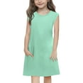 thumbnail image 2 of Jinhomg Sleeveless Summer Dress for Girls Casual Solid Midi Tank Dresses with Pockets Mint Green 9 Years, 2 of 9