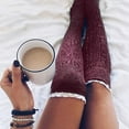thumbnail image 6 of YIGSECU Breathable Lace Knitted Socks Warm Autumn Winter Knee High Socks Thigh High Socks Cotton Stockings Gift for Girls Women, 6 of 12
