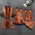 thumbnail image 2 of PMVFHDE Lace Robe Dress Set for Women - Elegant Silk Sleepwear Pajamas Nightdress Brown,XL, 2 of 3