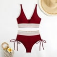 thumbnail image 5 of Summer Saving Clearance! Swimsuits-Womens Two Piece Women's Bikini High Waisted Split Color Suit With Drawstring Gathered Abdominal Swimsuit Swim Top with Shorts, 5 of 9