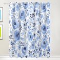 thumbnail image 2 of Watercolor Blue Floral Blackout Curtains, 55W x 72/84L Living Room Bedroom Curtains, Heat Insulation and Sun Protection, 2-Pack, 2 of 6