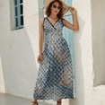 thumbnail image 4 of Blue Snakeskin Textured Pattern Dress Summer Street Style Bohemia Long Dresses Female Sleeveless Printed Maxi Dress, 4 of 9