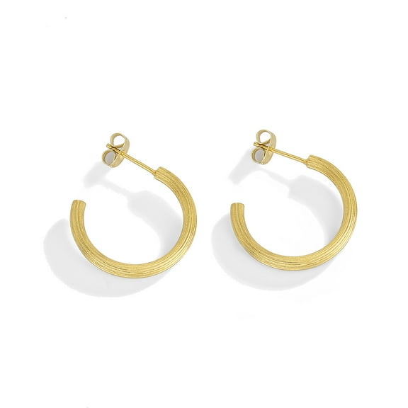 18K Gold Plated Small Gold Hoop Earrings For Women | Gold Plated Thin Tube Earrings | Lightweight, Hypoallergenic Chunky Gold Open Hoops Jewelry