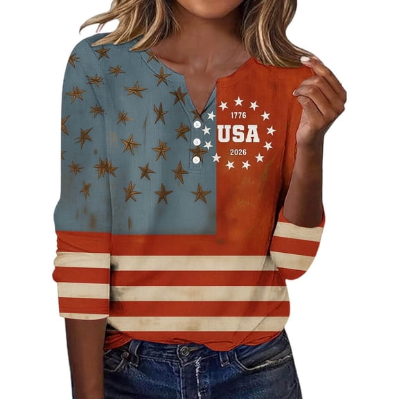Womens Tops T-Shirts Patriotic Graphic Short Sleeve Fourth Of July Celebration National Day Commemorative Boho Shirts