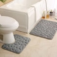 thumbnail image 2 of Nvzi Juego de tres piezas de inodoro de estilo europeo, 2 juegos de almohadillas para inodoro, alfombrilla de baño absorbente, limpia y reutilizable para ducha (marrón)., 2 of 5
