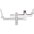 thumbnail image 4 of Sterling Silver Cubic Zirconia Double Sideways Cross 18" Necklace in Sterling Silver, 4 of 5