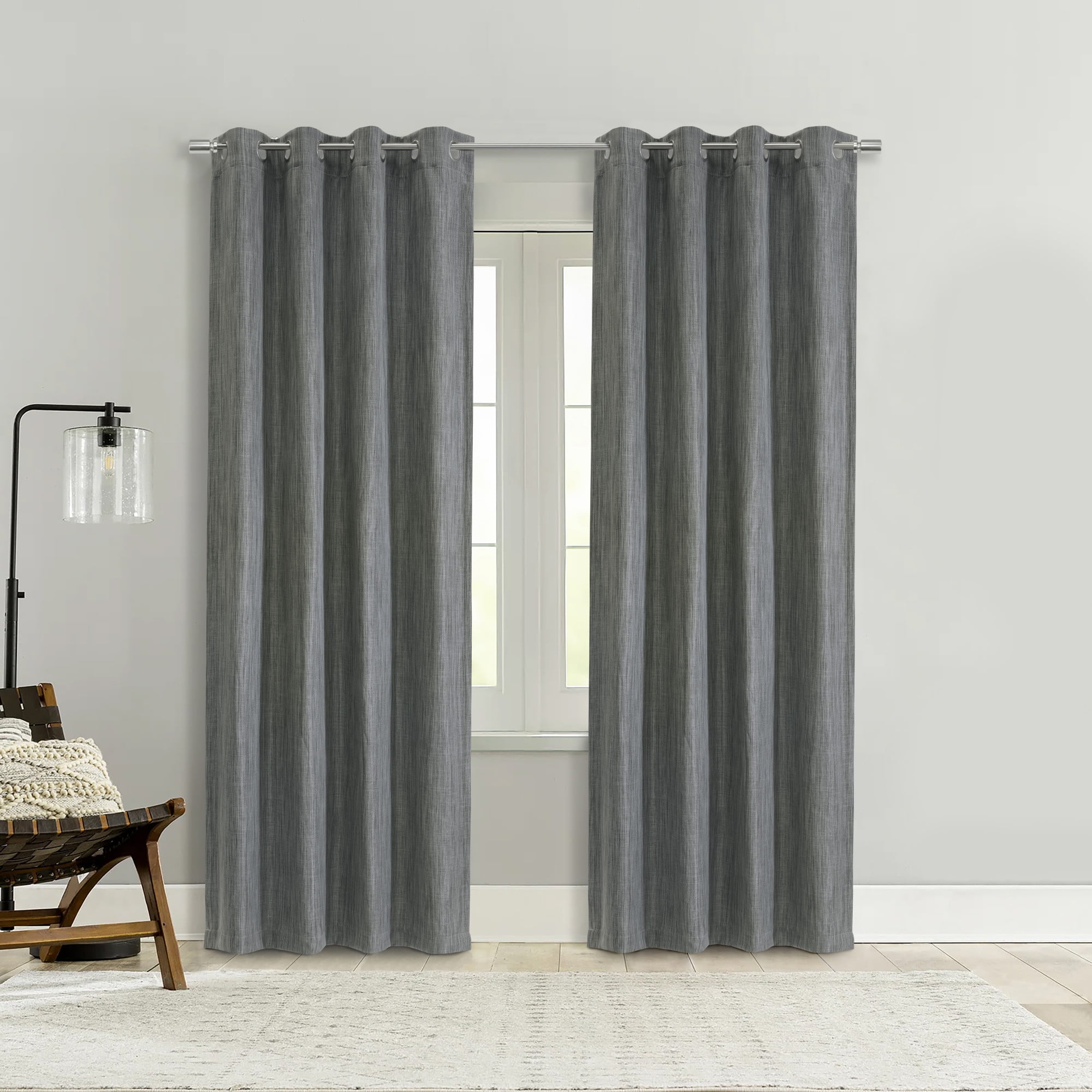 Loft Living Brent Room Darkening Grommet Indoor Curtain 52 x 63 in Grey