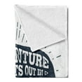 thumbnail image 2 of Adventure Soft Flannel Fleece Throw Blanket, Hand Drawn Tribal Art Design with Buffalo and Inspirational Phrase, Cozy Plush for Indoor and Outdoor Use, 50" x 60", Petrol Blue White, by Ambesonne, 2 of 5