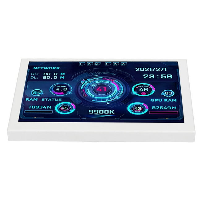 Moniteur de Température d'Ordinateur, Blanc 5 Po Affichage de la Température de l'Ordinateur Luminosité Multifonctionnelle Réglable pour pour le Jeu