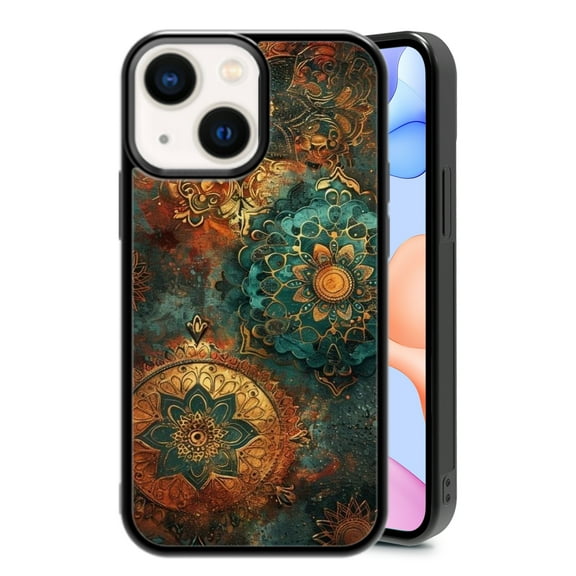 RSMTCI Protective Flower Art Rusty Phone Case for iPhone XR 7 8 SE 11 12 13 Mini 13 14 15 16 Pro Max for iPhone Case, Black