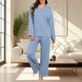 thumbnail image 6 of Vetsdori Womens Long Sleeve Pajamas Sets PJS Nightwear 2 Pieces Plus Size,Soft Stripe Sleepwear Homewear Pajamas for Women Pants, 6 of 7