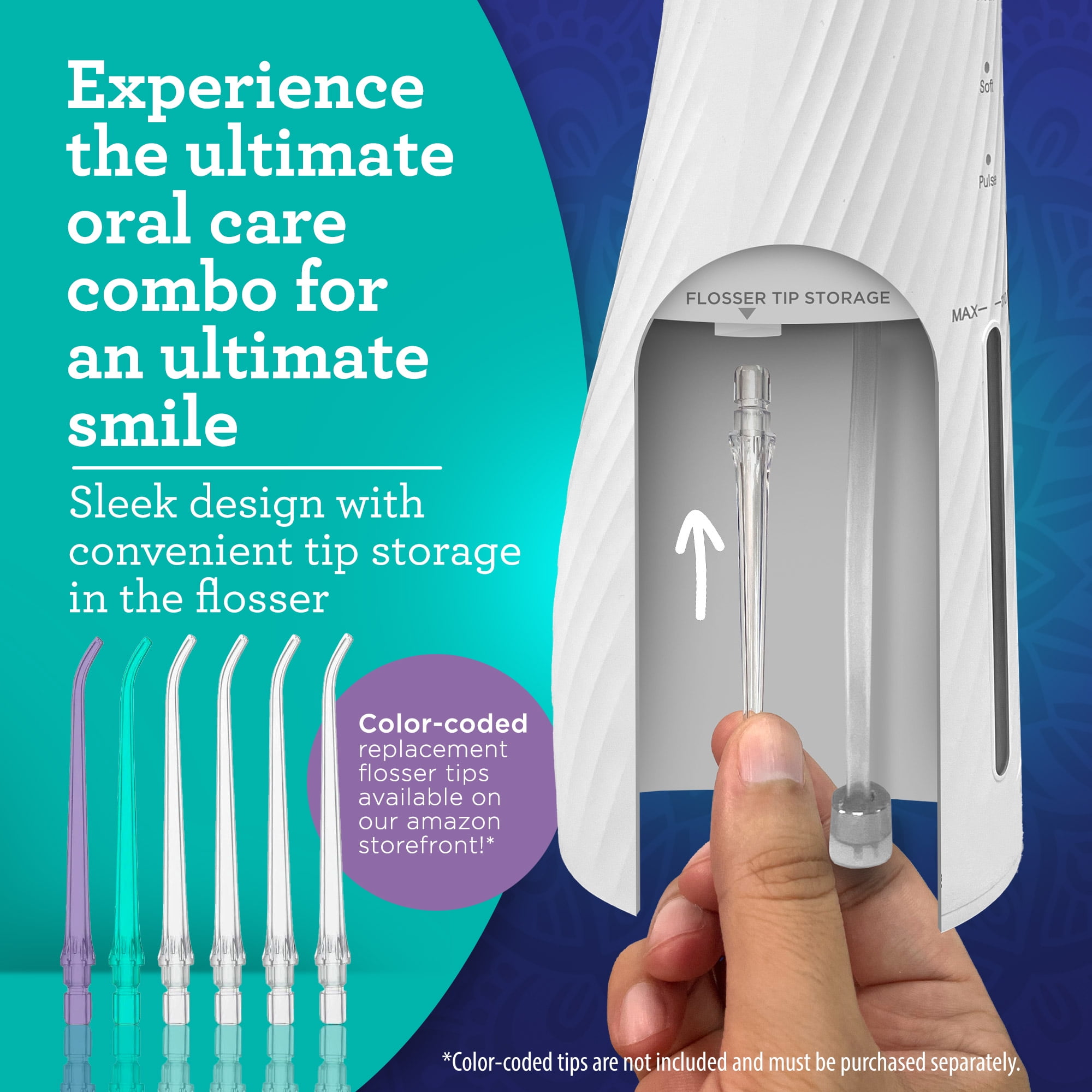 GuruNanda Lion & Lamb Kit 2.0 Electric Toothbrush with Water Flosser, 4 Jet Tips, 4 Brush Heads, White