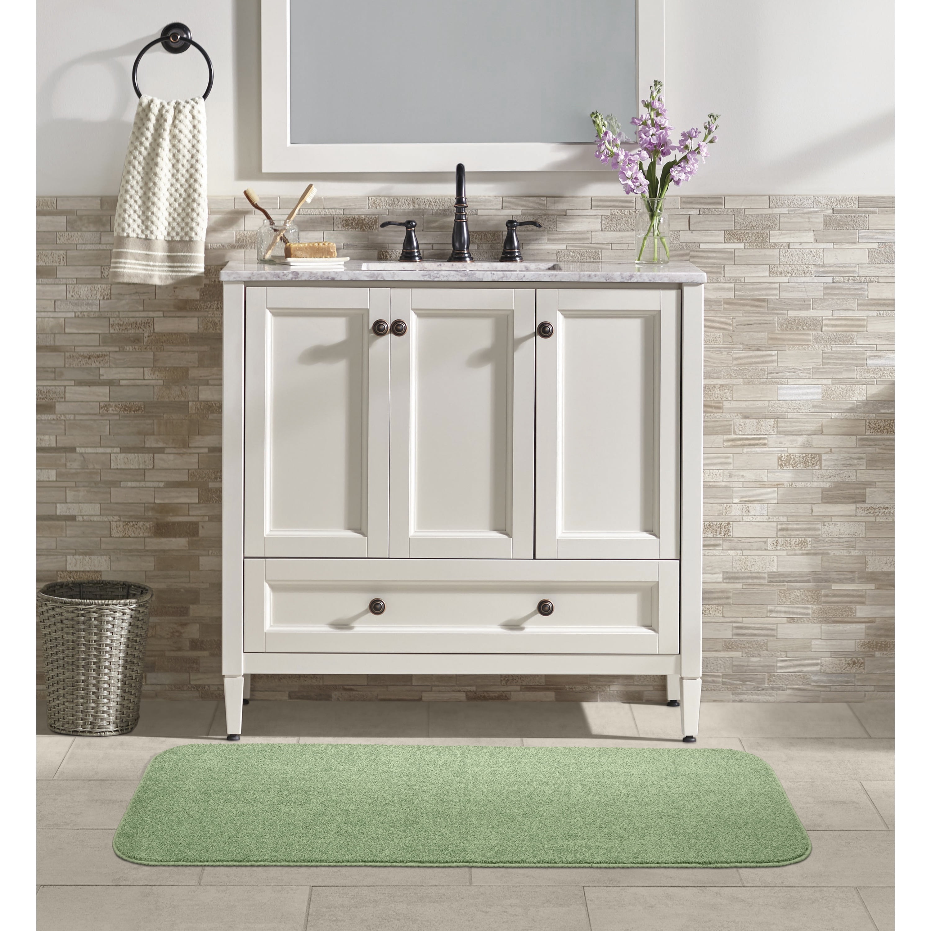 Garland Rug Sedona Washable Polypropylene Deep Fern Bathroom Runner, 22” x 60”
