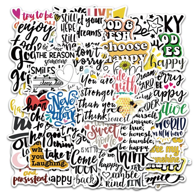 10/30/50Pcs/Set Motivational Phrases Stickers Quotes Sentences Waterproof for Phone Laptop Skateboard Study Decal Sticker ToyChina Gong Bohan LED