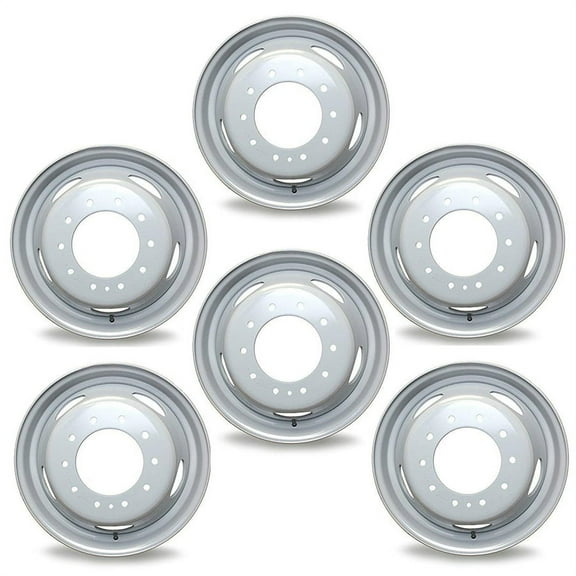 Set of 6 Brand New 19.5" 19.5x6 10 Lug Steel Wheels for Dodge RAM 4500 5500 2008-2025 Super Duty Dually Gray OEM Quality Replacement Rim