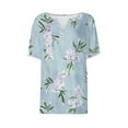 thumbnail image 5 of SYMOID Womens Printed Short Sleeved V - Neck Button Up Blouse, Fashionable and Lightweight for Misses,Light Blue,Size L, 5 of 5