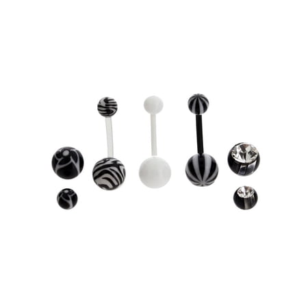 BODY JEWELRY Crystal Bioflex Belly Bananas Set in Surgical Grade Steel