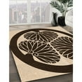 thumbnail image 3 of Ahgly Company Tapis Rond Lavable en Machine Intérieur Transitionnel Noir Brun, 3 Pieds Rond, 3 of 7