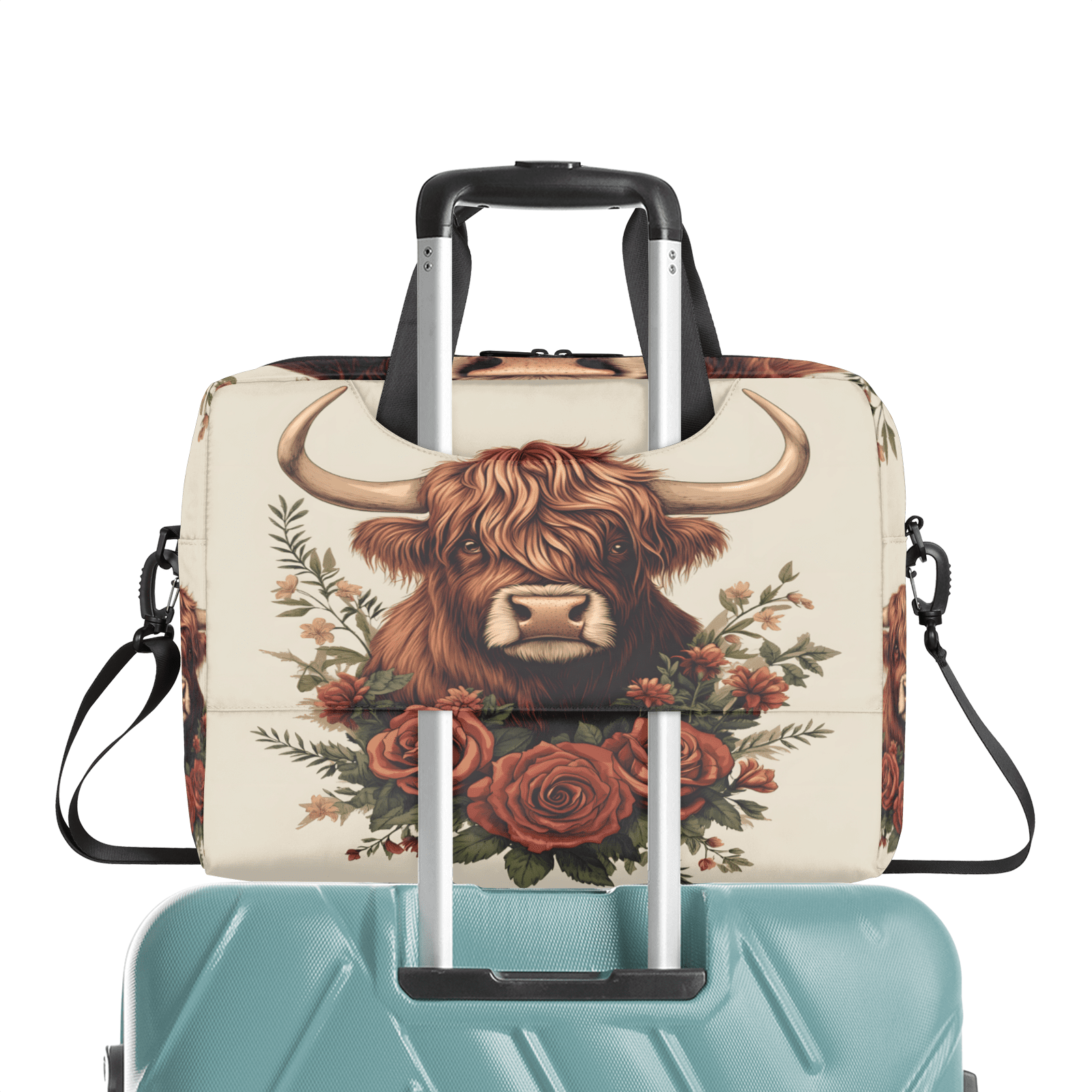 Herdesigns Cow Laptop Bag for Women Men, Computer Case Briefcase Messenger Bags, 15-15.6 inch Laptop Sleeve Shoulder Bag