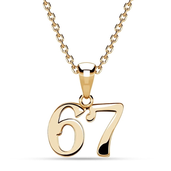 Cate & Chloe 18k Yellow Gold Plated 67 Pendant Necklace for Women, Gift for her