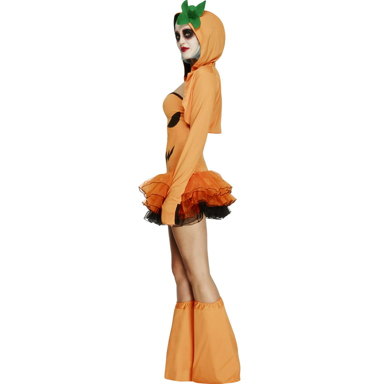Smiffy's Women's Fever Pumpkin Costume Tutu Dress Costume Detachable Clear  Straps Jacket and Boot covers Halloween Fever Size 2-4 45397