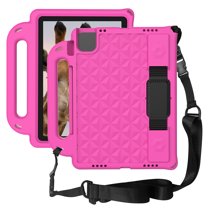 Feishell For iPad Pro 11 Inch Case 2022 2021 2020 2018 Pencil Holder Adjustable Shoulder/Hand Strap Kickstand Rubber Three Layer Convertible Handle Cover for iPad Pro 11" 3rd 2nd 1st Generation, Rose