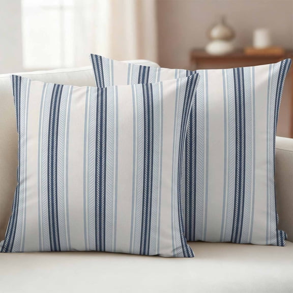 Pack of 2 Outdoor Pillow Covers 26x26 Inch Waterproof Blue Beige Throw Pillow Covers,Decorative Couch Pillow Case Sham Modern Abstract Gradient Vertical Stripes Patio Garden Pillowcases Cushion Cover