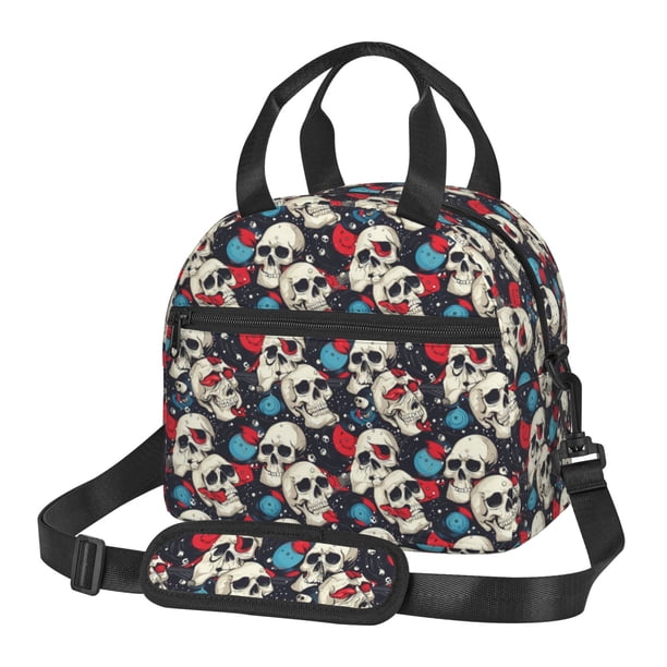 Easygdp rock record Skull artist Caja de Almuerzo para Mujeres y Hombres, Bolsa de Almuerzo Insulada, Bolsas Reutilizables Impermeables para Viajes, Trabajo y Picnics