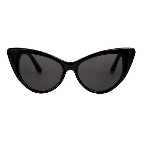 Women's Medium Size Classic Vintage Cat Eye Sunglasses, Black