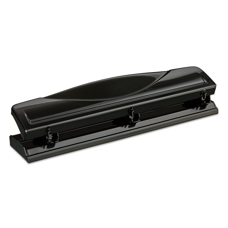 NEW SEALED PEN GEAR - 3 HOLE PAPER PUNCH FULL METAL 12 SHEET CAPACITY BLACK 1K