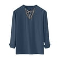 thumbnail image 5 of Yaoyar Mens Cotton Linen Shirts Fashion Hippie Henley Shirts Long Sleeve Lace Up V Neck Beach Hawaiian Shirts Tops, 5 of 5