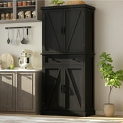 72 Kitchen Pantry Cabinet, ETASE Tall Pantry Storage Cabinet with Adjustable Shelves and Drawer, Black Kitchen Cabinet Buffet Cupboards Storage Cabinet for Home Office Use (Black)