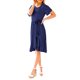 thumbnail image 3 of Txlixc Vestido Midi de Verano para Mujer Color Sólido Manga Corta Dobladillo Irregular Vestido con Cinturón Txlixc  Moda, 3 of 6