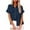 Dark Blue, variant on Casual Shirts for Women, Lapel Button Front Short Sleeve Blouse with 2 Pockets Daily Wear Ladies Top