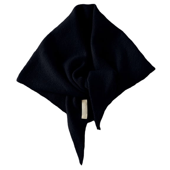 Wool Triangular Scarf, Knitted Scarf, Small Shawl, Women'S Autumn And Winter Simple Neck Protection And Warmth, Black