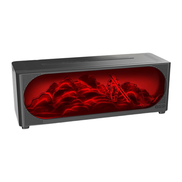 Difusor de aceites esenciales de llama, humidificador de escritorio para sala de estar, hogar, yoga Negro