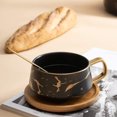 thumbnail image 4 of Tazas de espresso de porcelana fina, tazas de espresso de mármol, 300 ml, base de madera para sostener la taza, incrustadas en una caja de regalo, complementan todas las decoraciones de estilo, 4 of 6