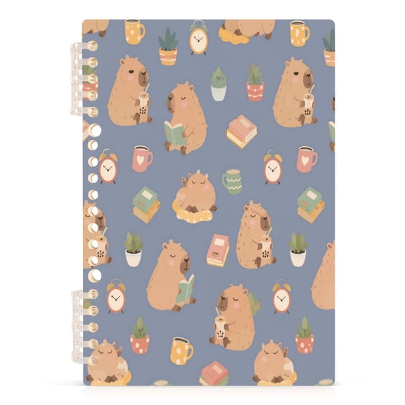 A5 Spiral Notebook 60 Sheets 80gsm Paper Ruled Journal Cute Reading Tea Pattern