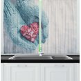 thumbnail image 1 of Winter Kitchen Curtains, Hands in Mittens Holding a Heart Snowy Times Picture Romance Themed Print, Two Panels Drapes with Rod Pocket Room Decor, 55" X 45", Ruby and Slate Blue, by Ambesonne, 1 of 1