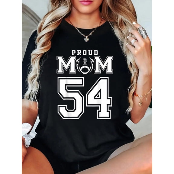 Custom Proud Football Mom Number 54 Personalized For Women T-Shirt