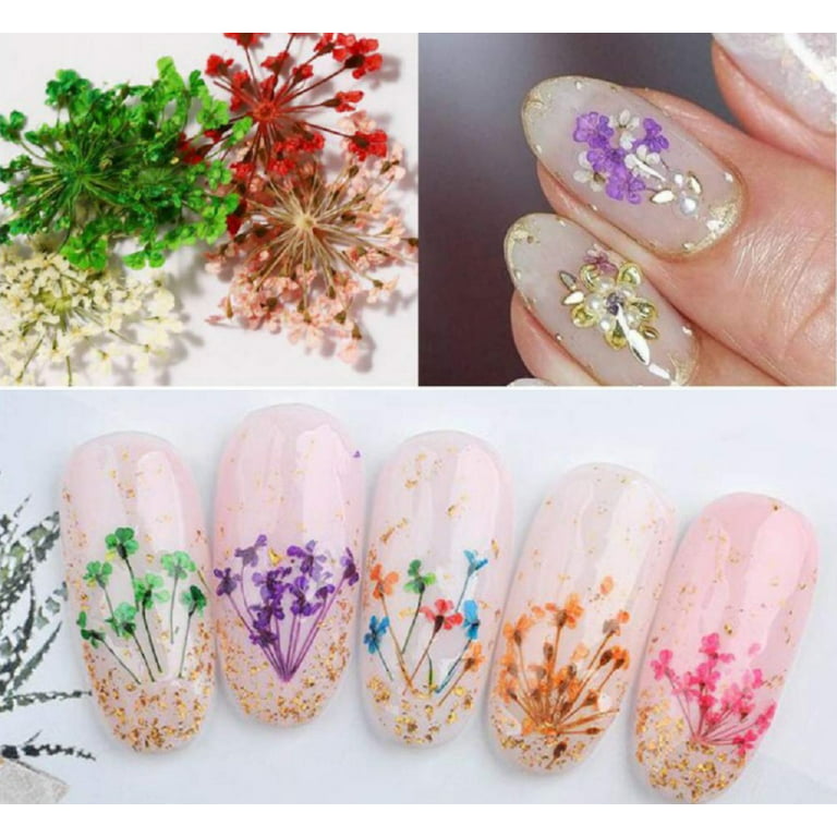 Warmfits Dried Flowers for Nails 120pcs/set 3D Real Encapsulated