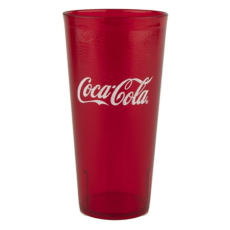 G.E.T. Heavy-Duty Coca-Cola Shatterproof Stackable Plastic Tumbler Cups  BPA Free  24 Ounce  Red (Set of 4)