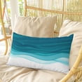 thumbnail image 4 of Ombre Teal Waves Pillow Covers, Linen Long Throw Pillow Case, Abstract Art Gradient Modern Holiday Pillow Protector Decorative Cushion Cover for Living Room/Bedroom 20" x 26", 4 of 8