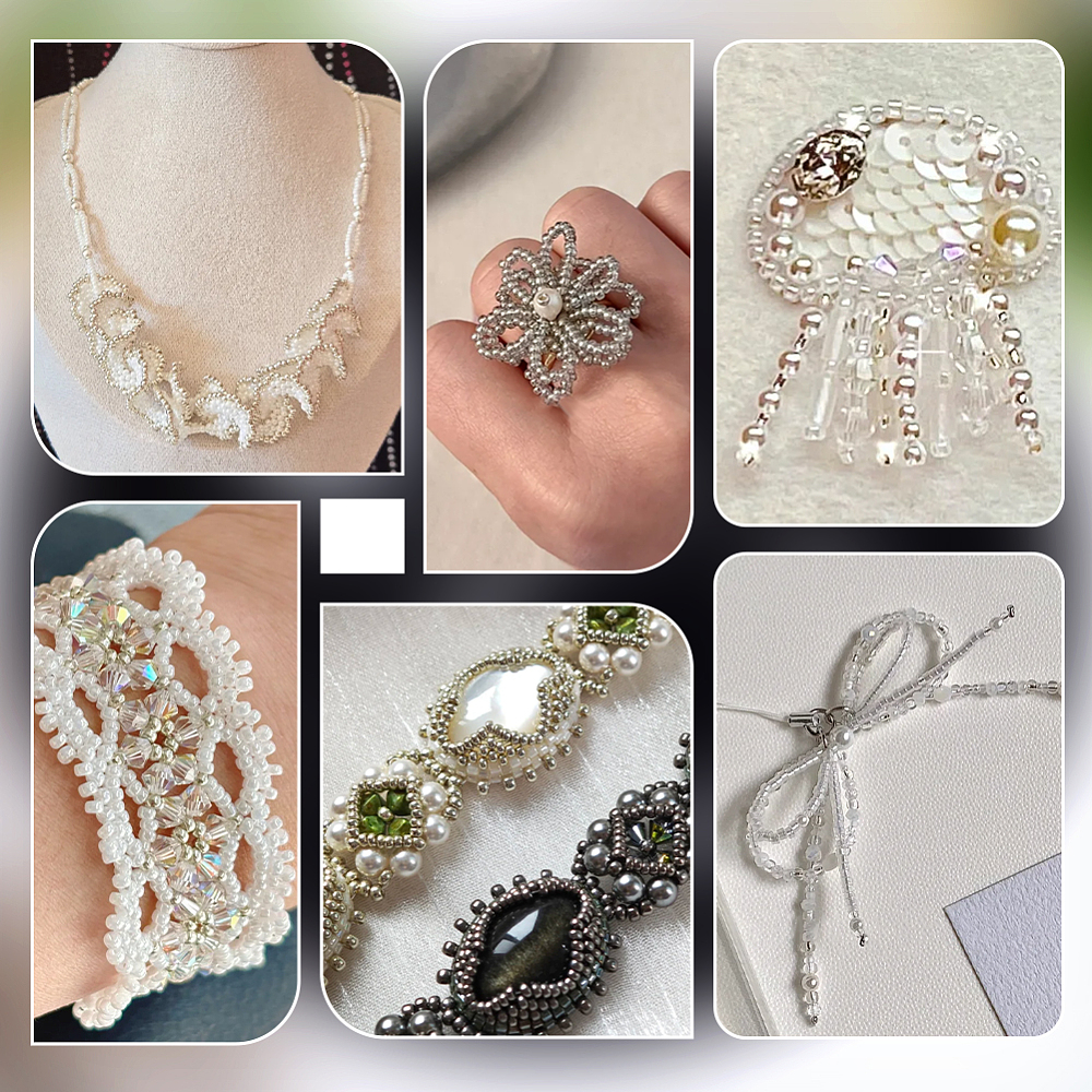 1 Set 4200Pcs 6 Styles Glass Seed Beads Mixed Styles Round White 6/0 4~5mm Hole: 1.5mm 700pcs/style