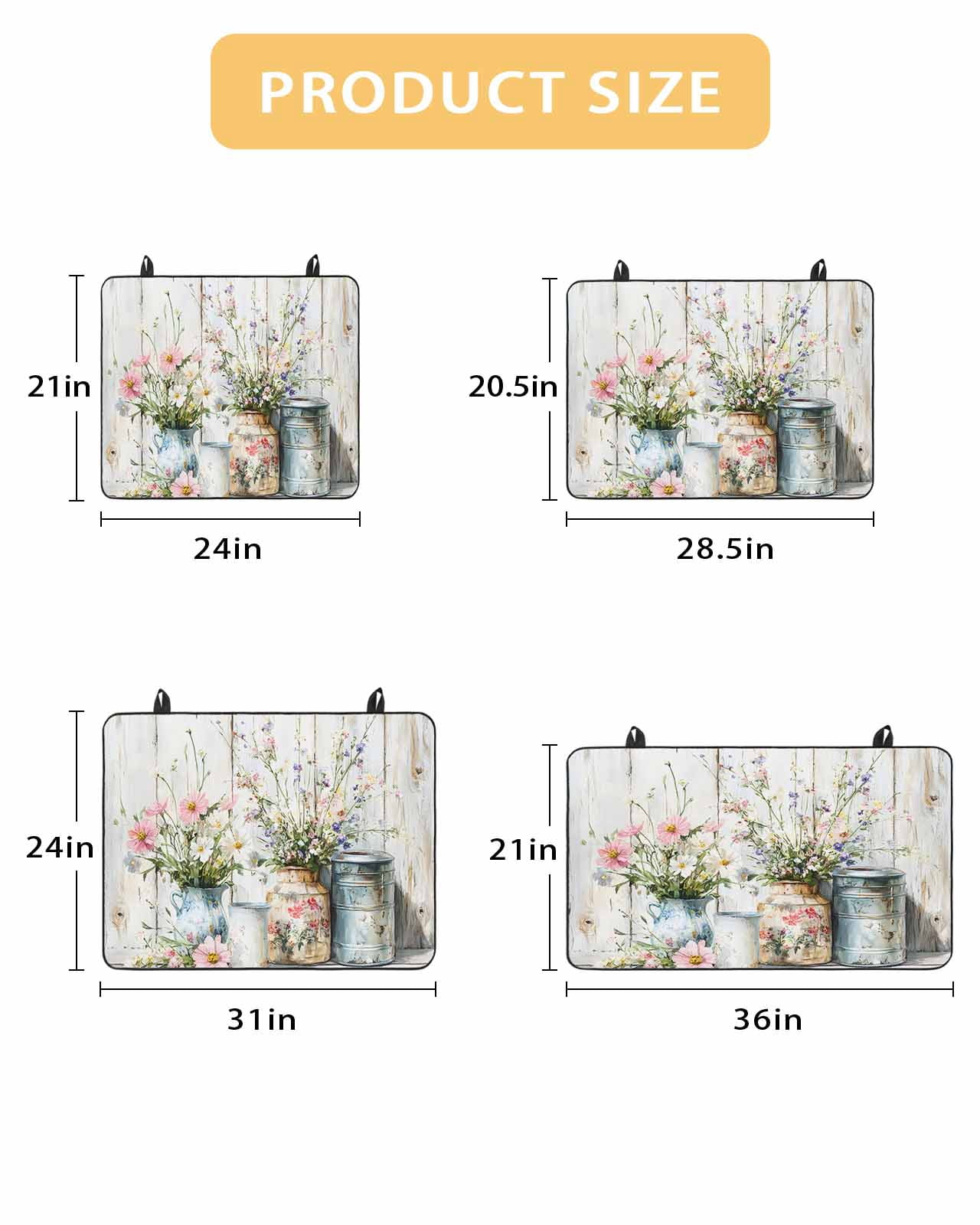 nqOlkjepod Large Induction Cooktop Protector Mat 36"x21", Daisies Flowers Stove Top Covers for Electric Stove, Vintage Watercolor Plants Farmhouse Stove Burner Cover Mats, Glass Top Stove Cover